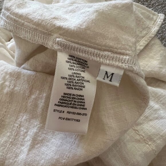 Cloth & Stone Anthropologie Cotton Bow Tie Shirt Dress Cream and White NWOT M - Picture 8 of 11